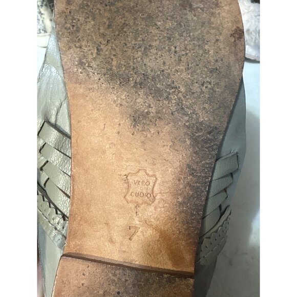 Figue Womens Tassel Leather Slip-On Sandals Size 7 Gray Handmade - Picture 7 of 8